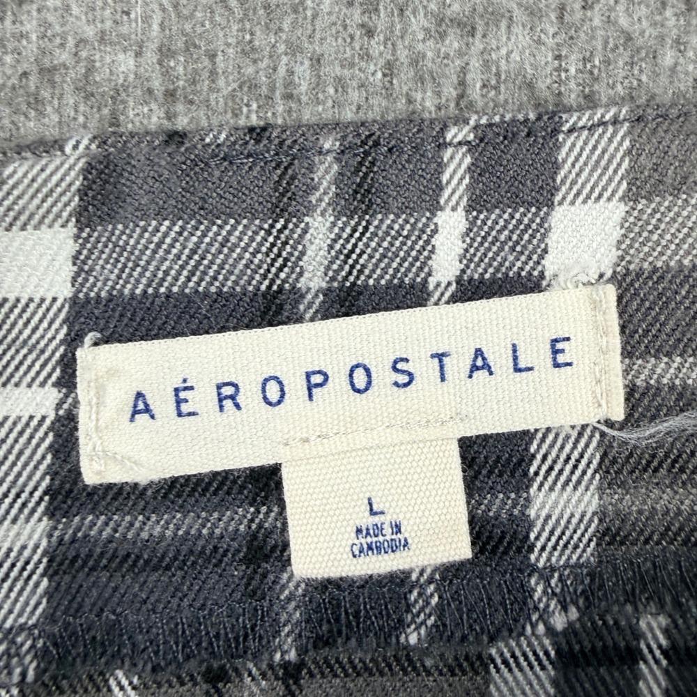 Aeropostale Plaid Mini Skirt Gray Black Women's L Large High Waisted Front Slits - Picture 3 of 8